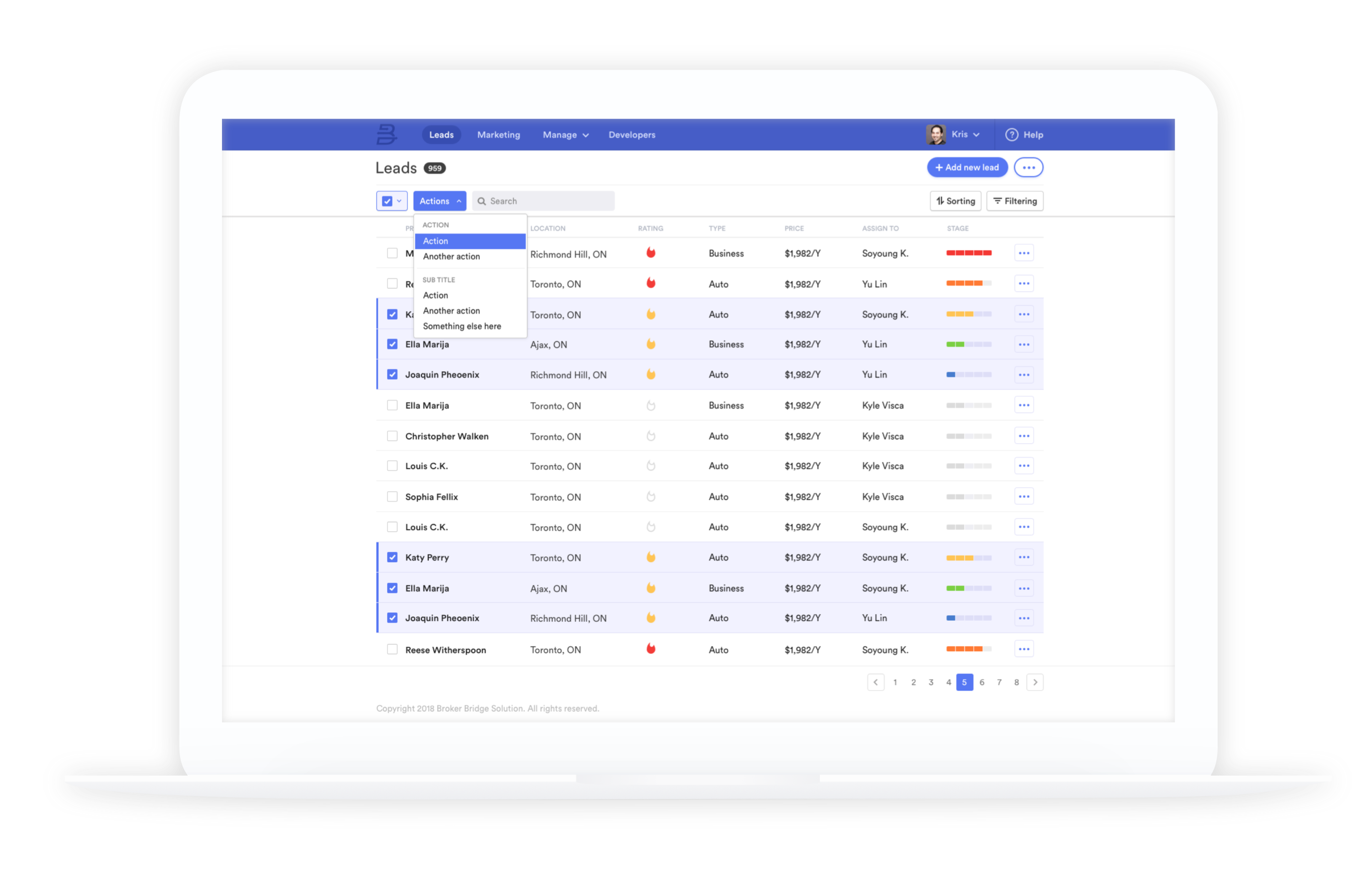 the brokerbridge product displayed on a laptop